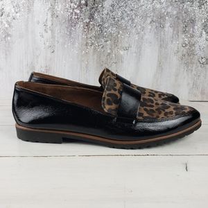 452 Paul Green DARA leopard and black soft patent leather pointy toe loa…